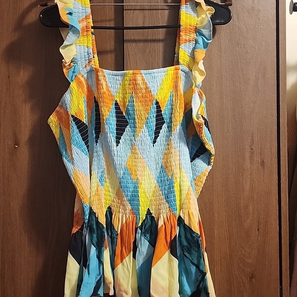 Torrid 3 Peplum Washable Crinkle Gauze Smocked Tank Top NWT